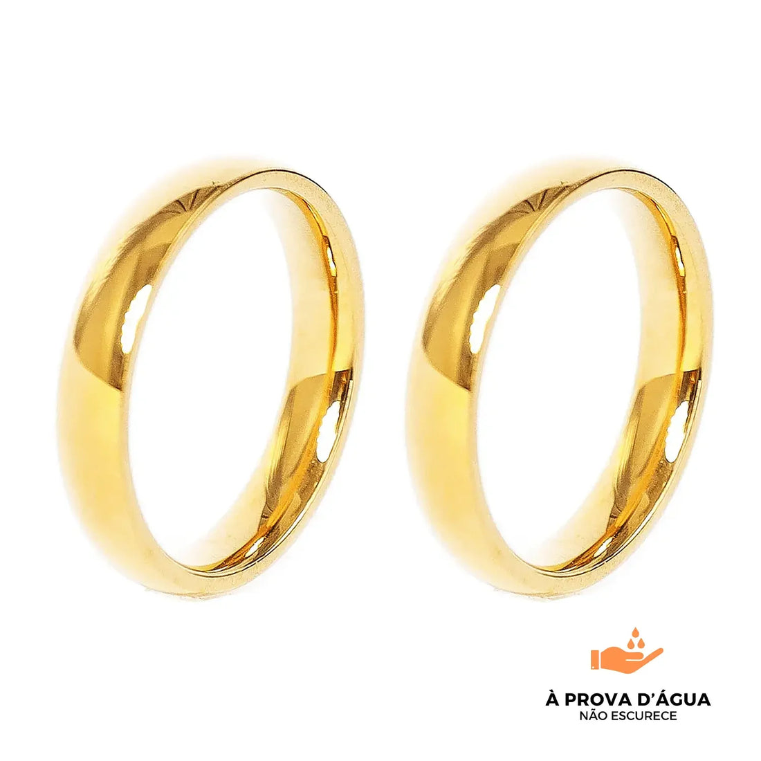 Par de Alianças Clássica Banhadas em Ouro 18k